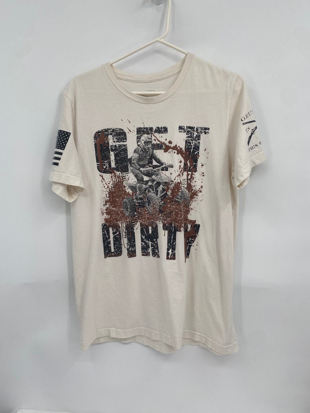 Grunt Style Get Dirty Quad in Mud Off-white Cream Short Sleeve T-shirt Large